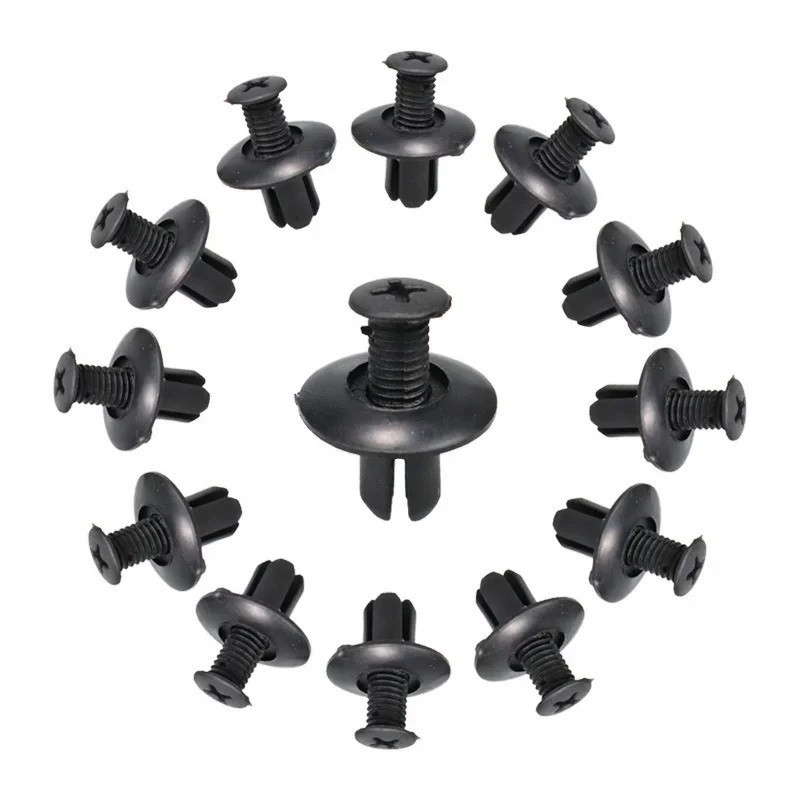 Kit 100 Pçs Fixadores Presilha Parafuso Plástico Automotivo