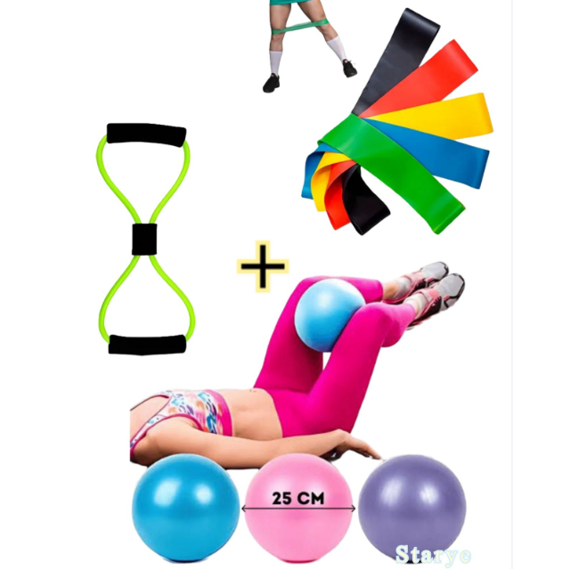 Bola 25 cm Suiça Pilates Pequena +Cross Tube  + K