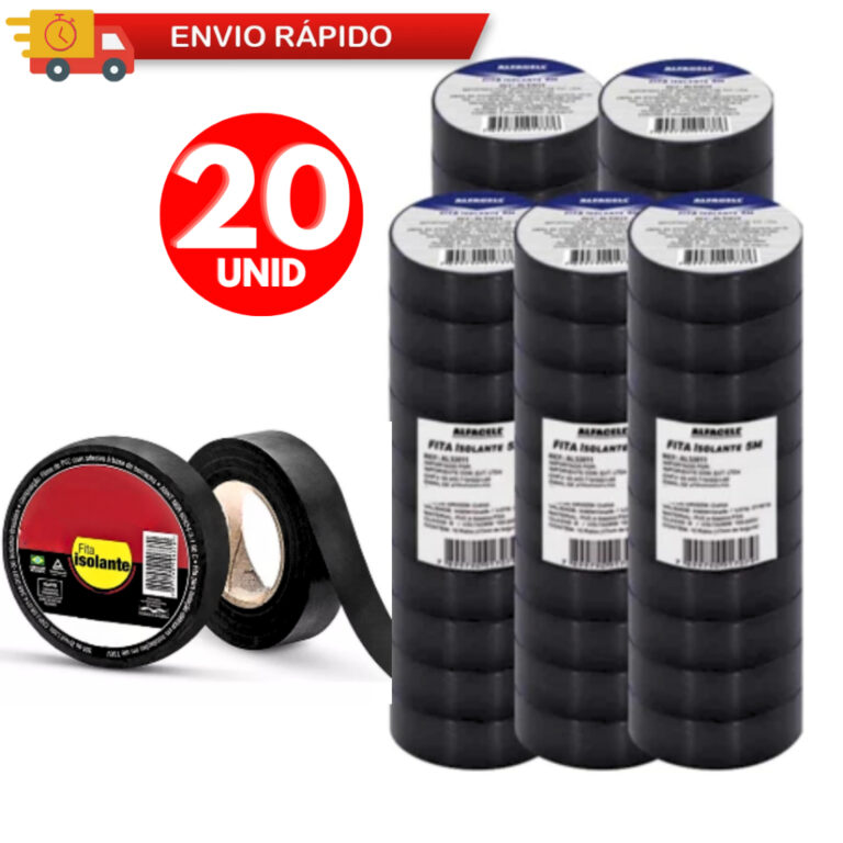 20 Rolos Fitas Isolante Antichama Preta 5m De Isol