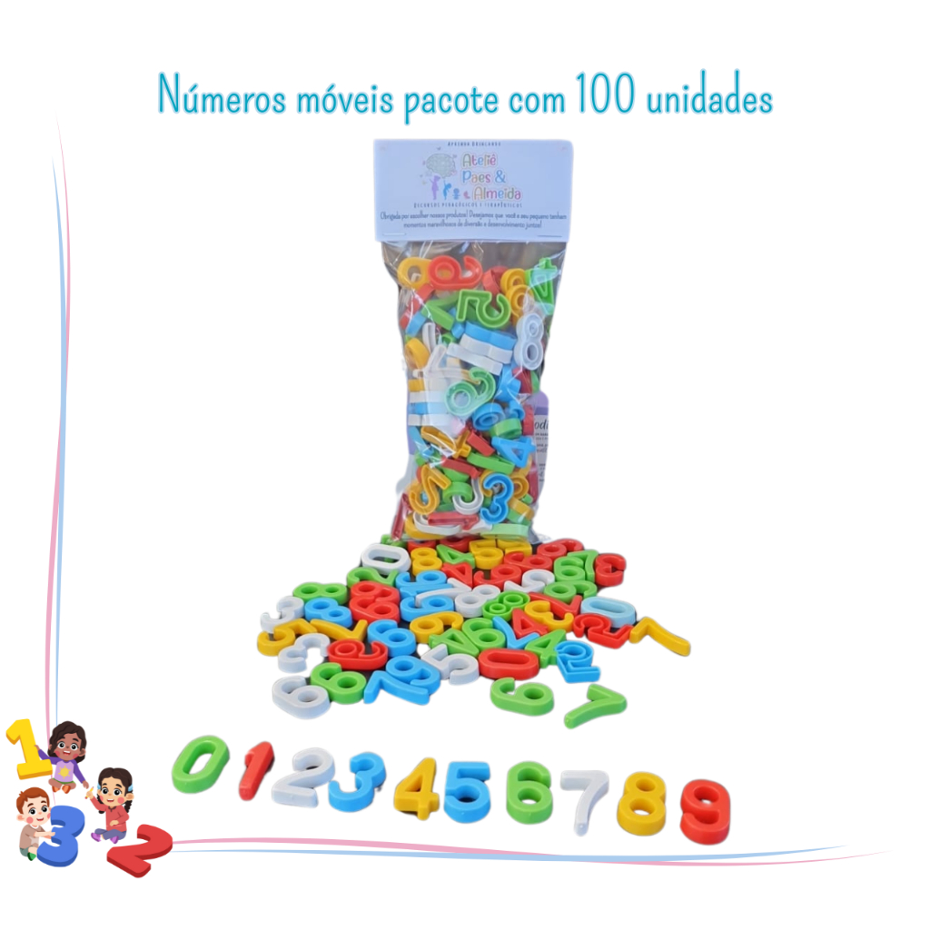 Números Móveis  Pacote com 100 Peças Coloridas | Aprendizagem Matemática Divertida