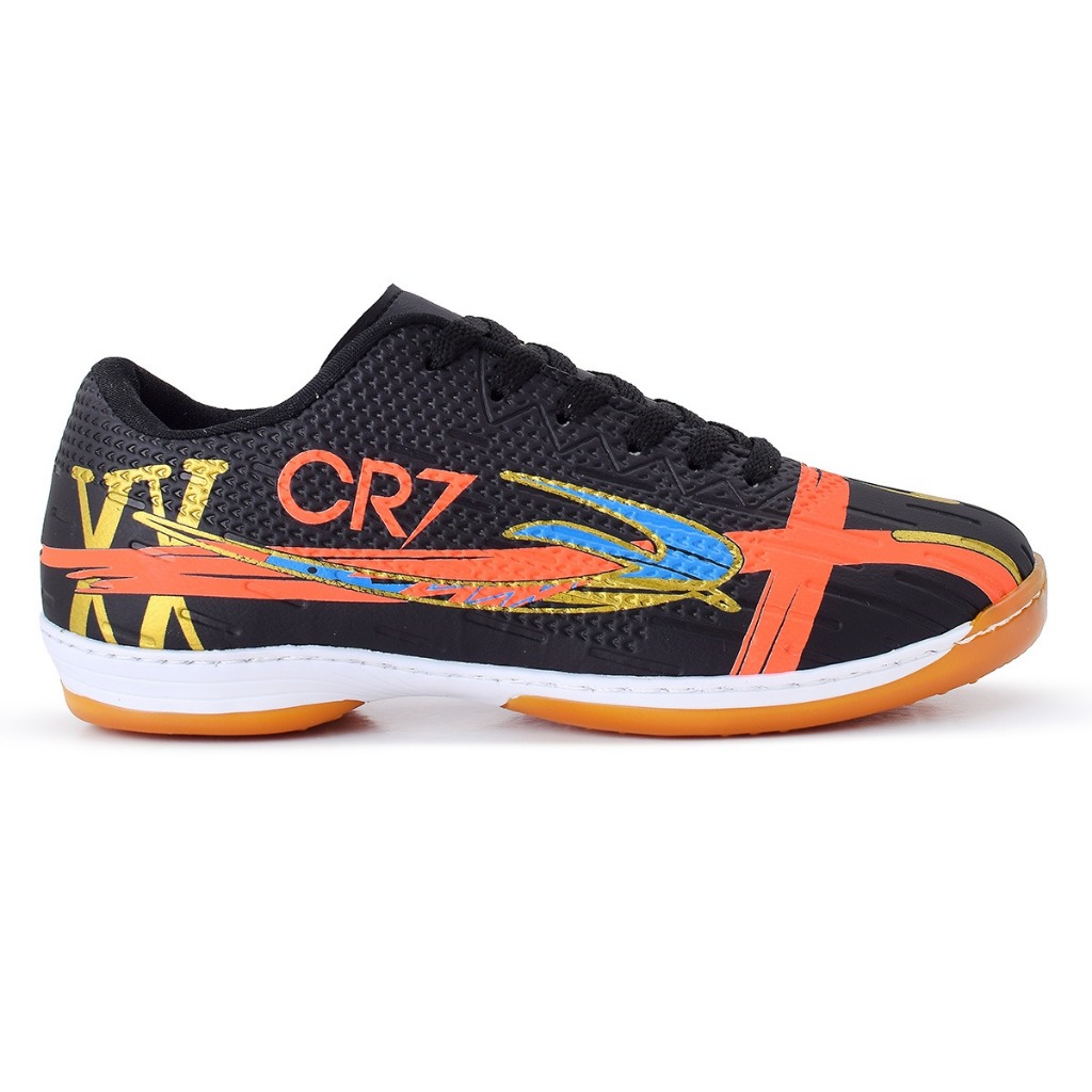 Chuteira Futsal Quadra Salão Allads CR7 Preto com Solado Costurado Conforto Extremo Antiderrapante