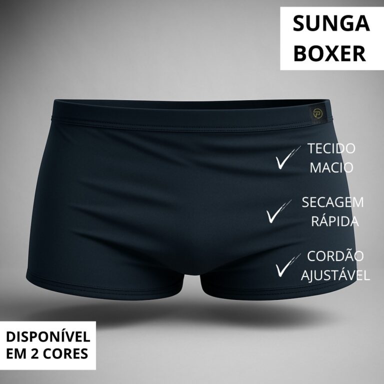 Sunga Masculina Lisa Boxer  Tecido Macio, Secagem 