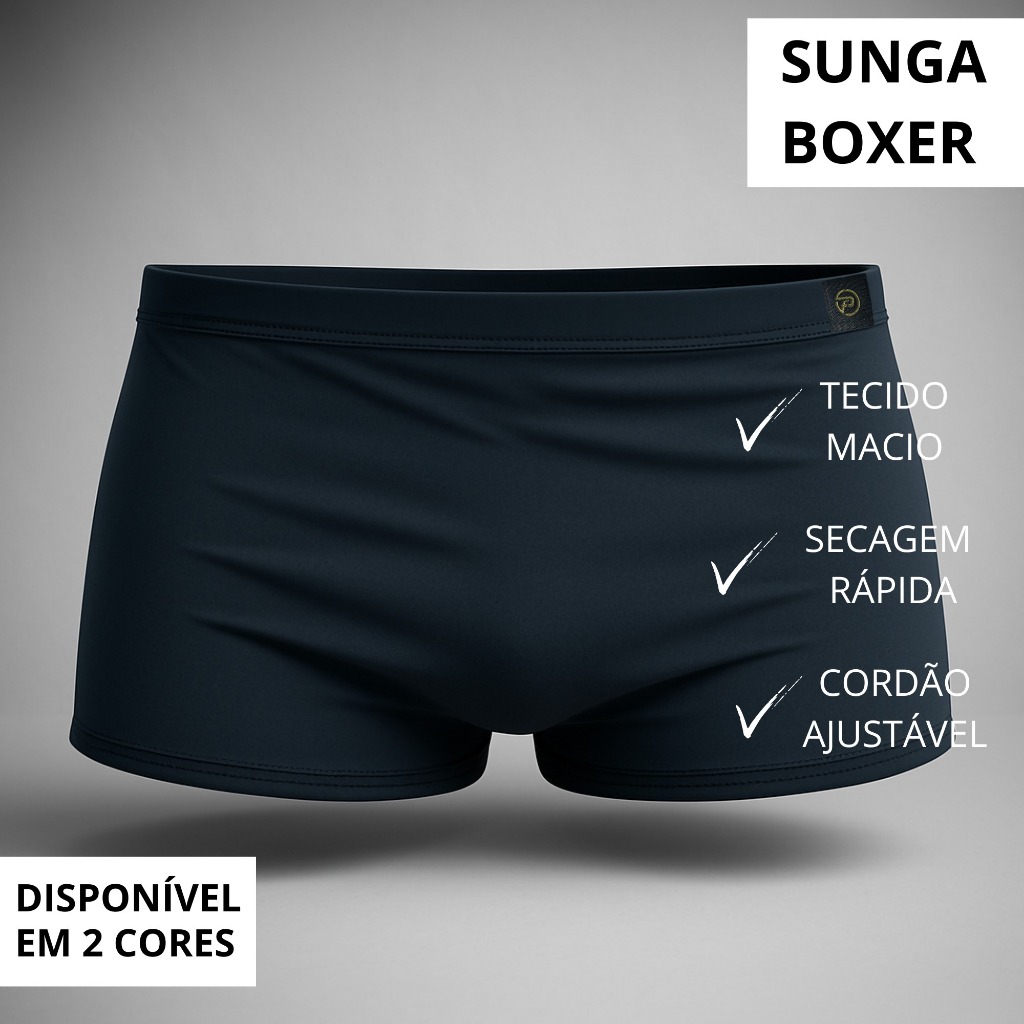 Sunga Masculina Lisa Boxer Tecido Macio, Secagem Rápida e Alta Durabilidade