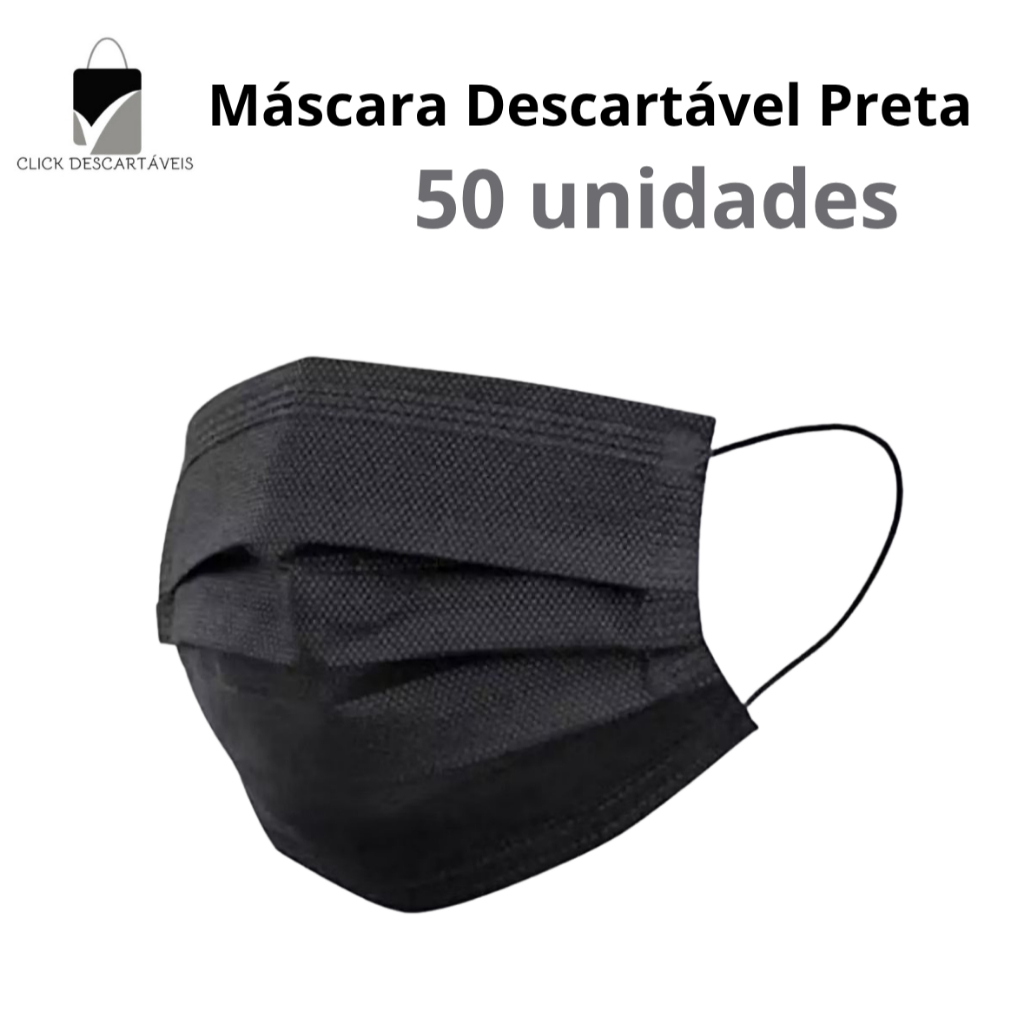 Kit até 250 Máscara Descartável Preta, Rosa, Branca Azul – Tripla Camada – Clipe Nasal