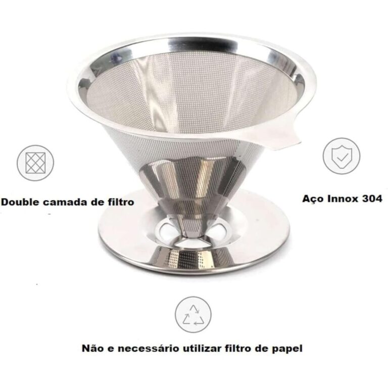 Coador de Café Inox 103 Reutilizável com Alça d