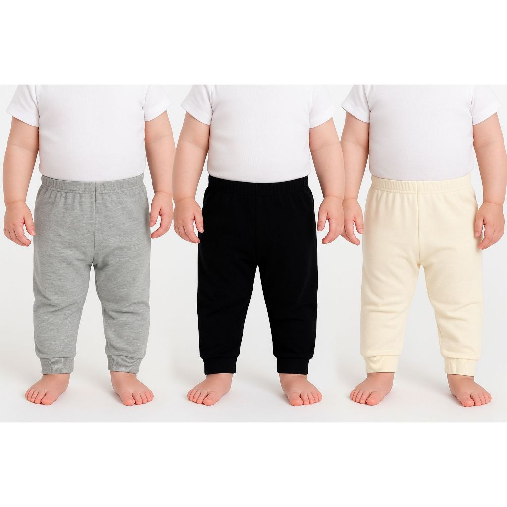 Kit 08 Peças Calça Mijão Infantil Bebe Cor Neutra Cinza Mescla Premium RN P M.