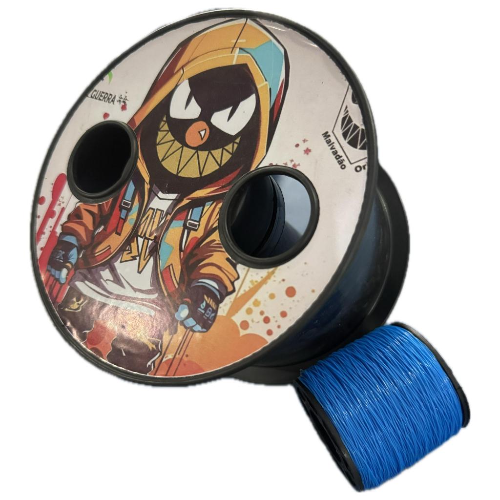 Carretilha de Linha de pipa Adesivada Retro e Malvadão 15 cm + 500J Linha Nylon