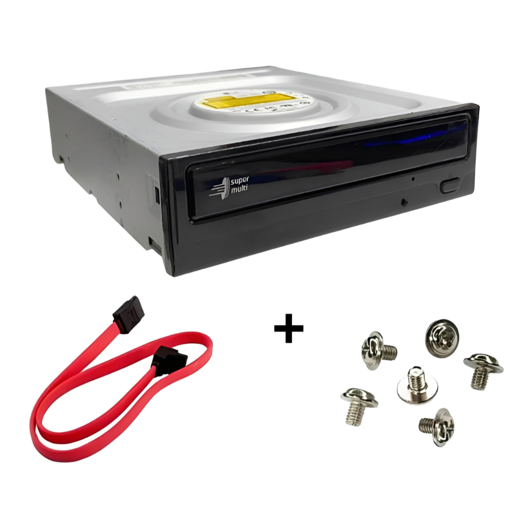 Gravador e Leitor de CD/DVD LG GH24NS95  Interno SATA  Preto + Parafusos