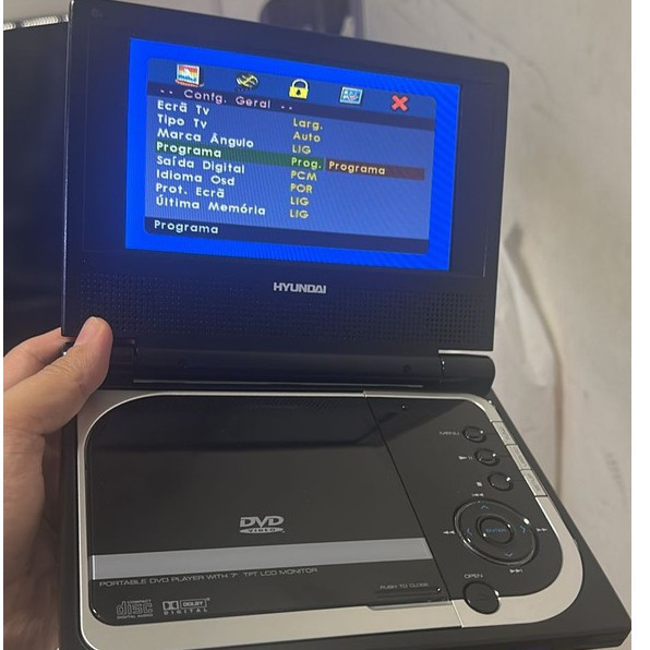 reprodutor CD MP3 DVD Player Portatil Hyundai Com 