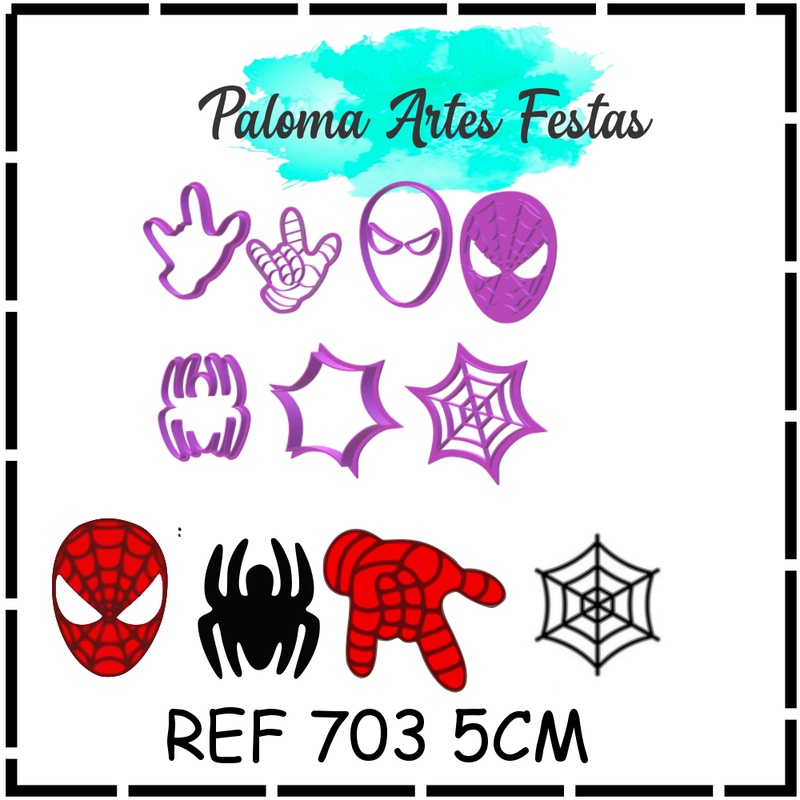 CORTADOR  KIT HOMEM ARANHA 5CMMOLDULAR PASTA AMERICANA BISCUIT PLA