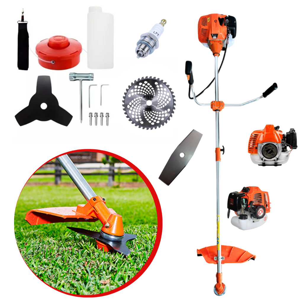Kit Roçadeira Profissional K-Nakasaki Gasolina 75CC 8 em 1 Bipartida + Motopoda + 80 dentes
