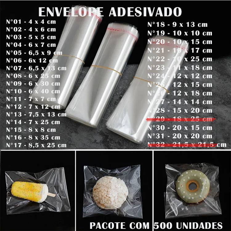Saco Adesivado Transparente C/ Aba Adesiva Abre e 