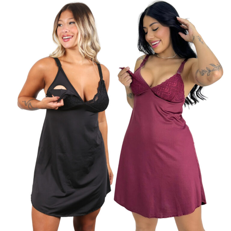Kit 2 Camisola Amamentação Abre Fácil Gestante 