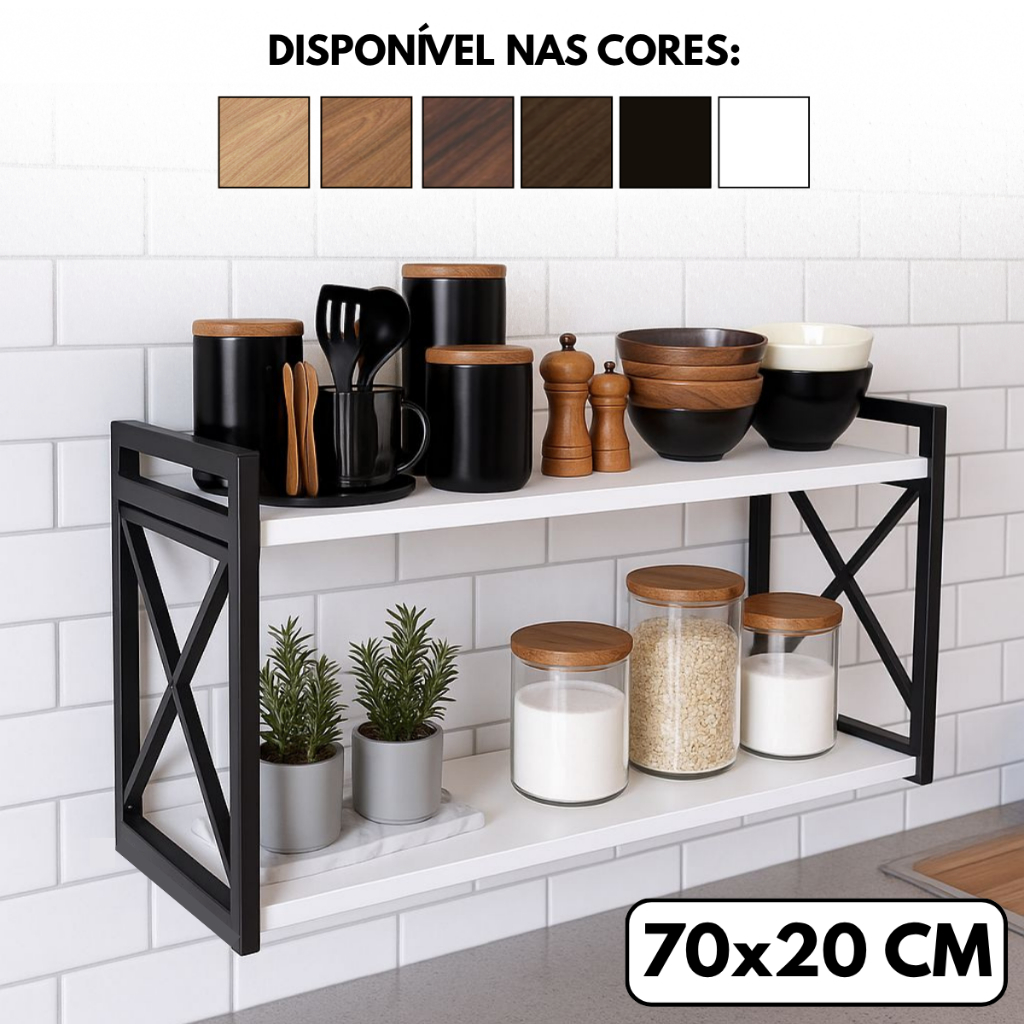 Prateleira Decorativa X Estilo Indutrial 70X20 para Salões de Cabelereiro, Salas, Consultório Médico