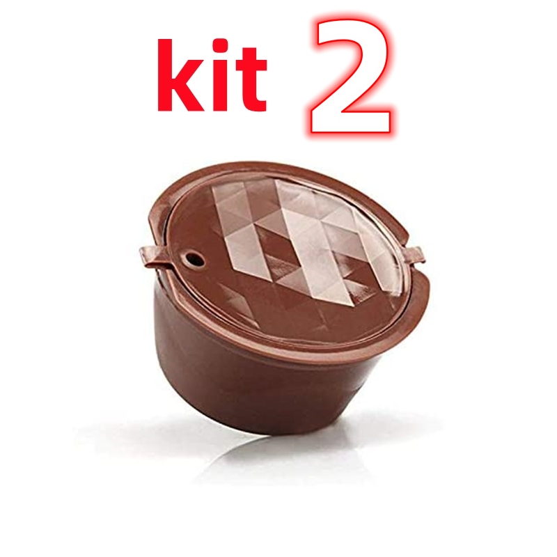 2 Cápsula Café Reutilizável Dolce Gusto Preto/Transparente/Castanho Recarregável Refrescante Efectiv