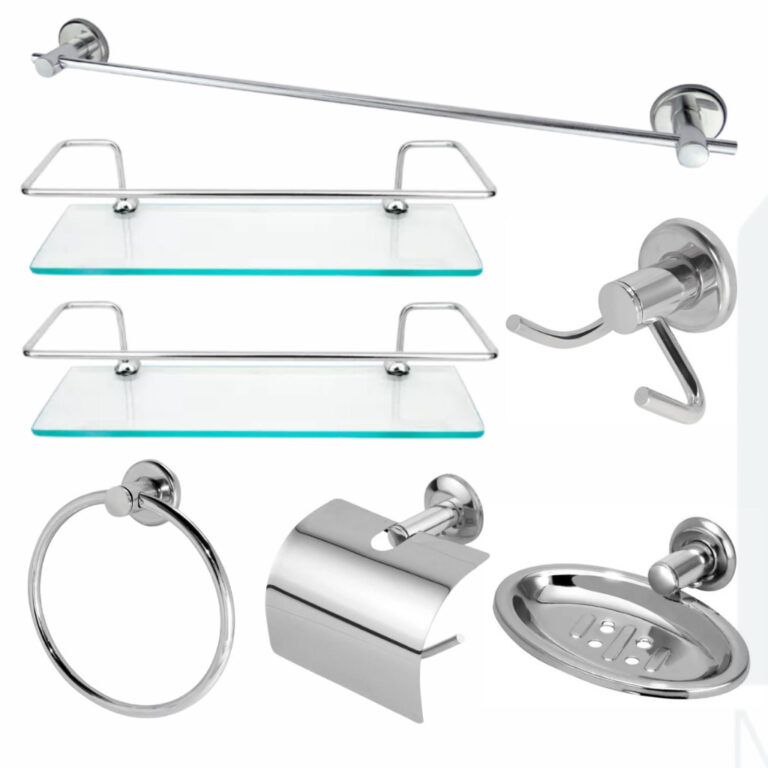 Kit Acessórios Para Banheiro Aço Inox 5 Peças +