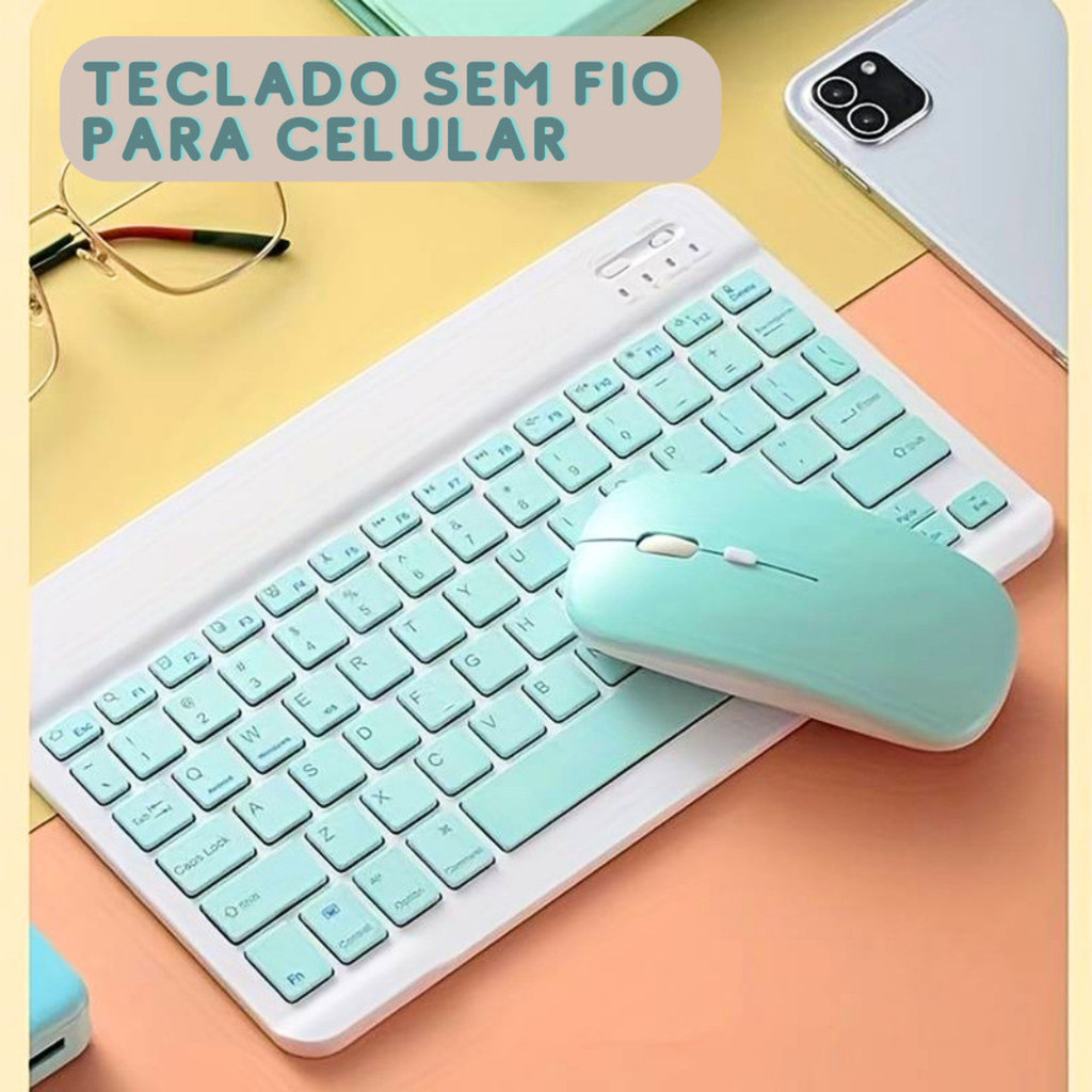 KIT Teclado + Mouse Via Bluetooth Compacto e Design Moderno – Compatível Com Smartphones/Notebook/Ta