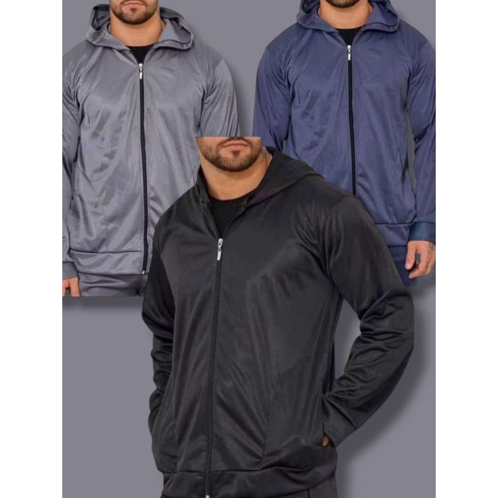 BLUSA DE FRIO MASCULINA CHIMPA FORRADA POR DENTRO REFORÇADO COM BOLSO ZIPER E CORDÃO