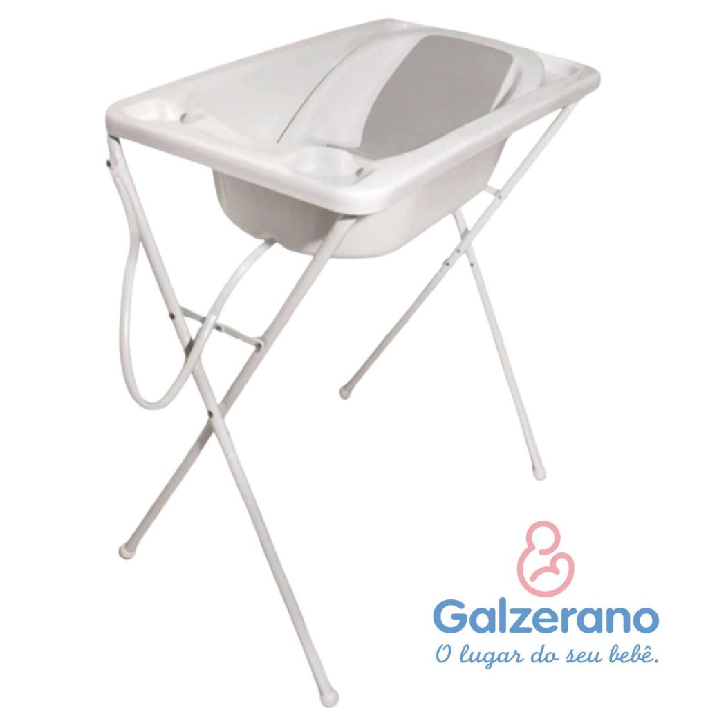 Banheira Galzerano Acqua Trio com Suporte Dobrável e Redutor  Até 20kg | Prática e Segura