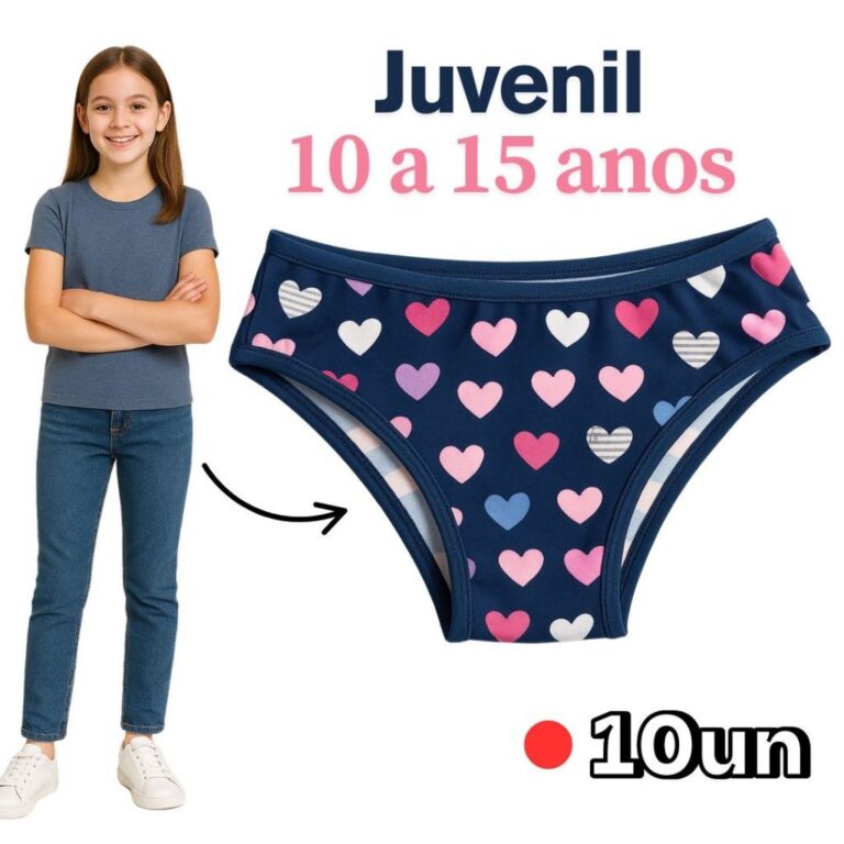 Kit 8 Calcinhas Juvenil Para Adolescente até 15 A