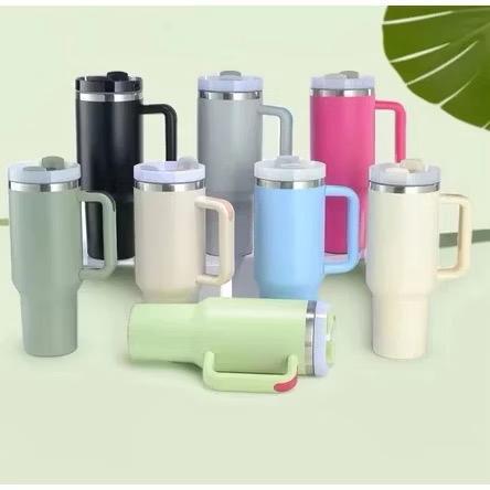 Copo Térmico Inox Alça Flip Straw com canudo de 