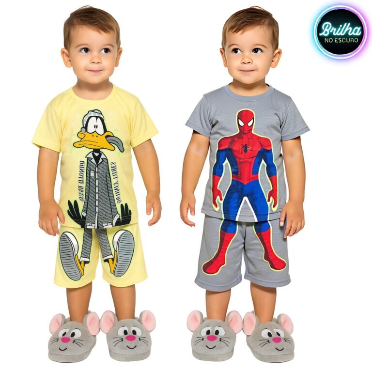 Conjunto Pijama Brilha no Escuro Personagens Menin