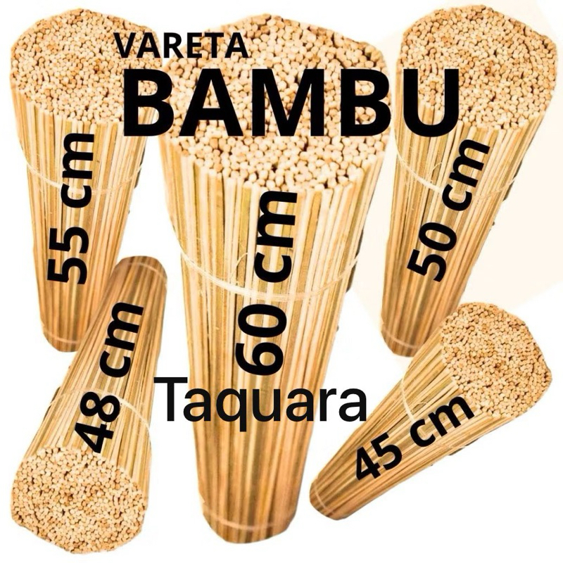 Vareta de Bambu Taquara para Pipa 40,45,50,55,62,72 cm 50 a 200 un. Gaiola artesanato peixinho