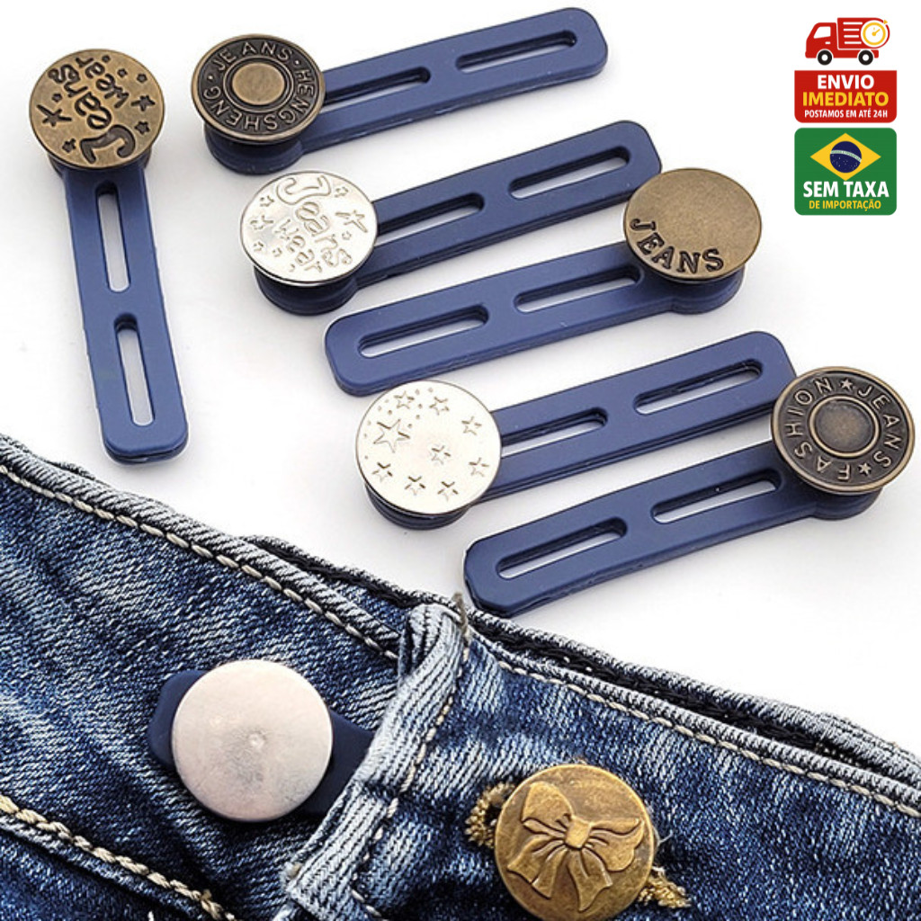 1/2/4/6/8/10 Extensor de Botões 2 Casas Calça Jeans Ajuste Duplo Unissex Confortável Aumenta Medidas