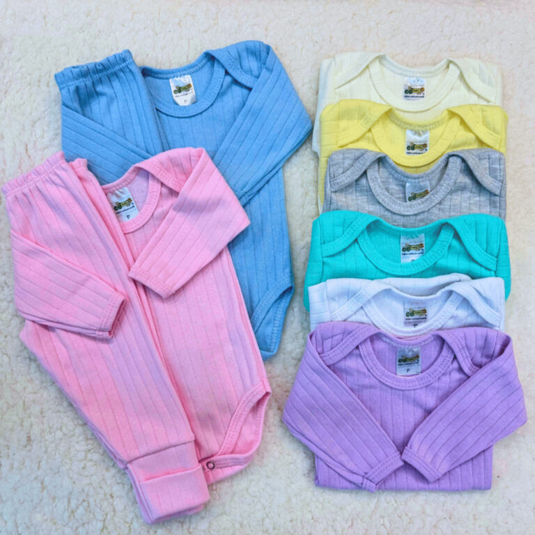 Kit 6 Peças Canelado Premium Roupas de Bebê Conj