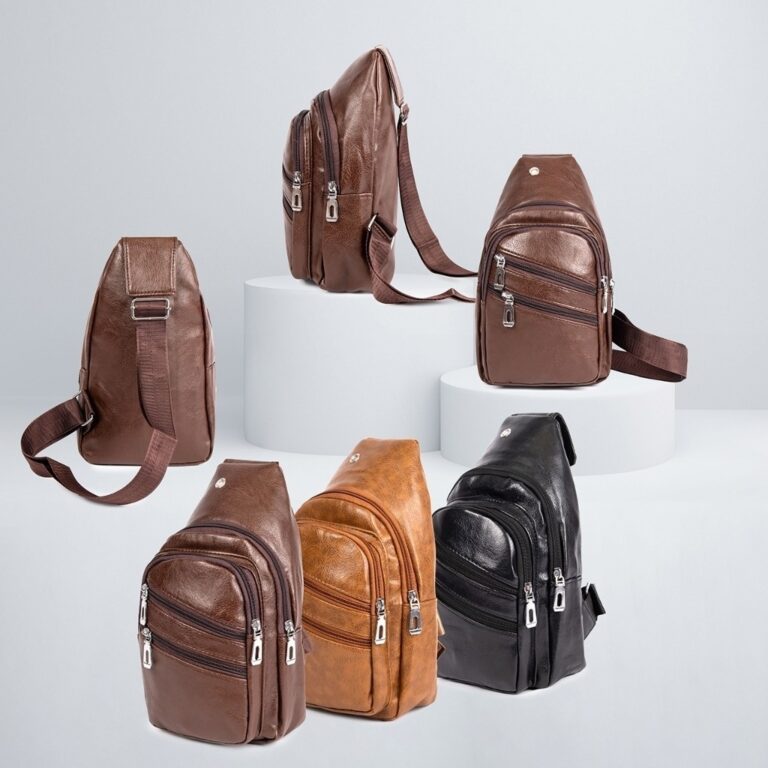 Bolsa Shoulder Bag Transversal Masculina em Couro 