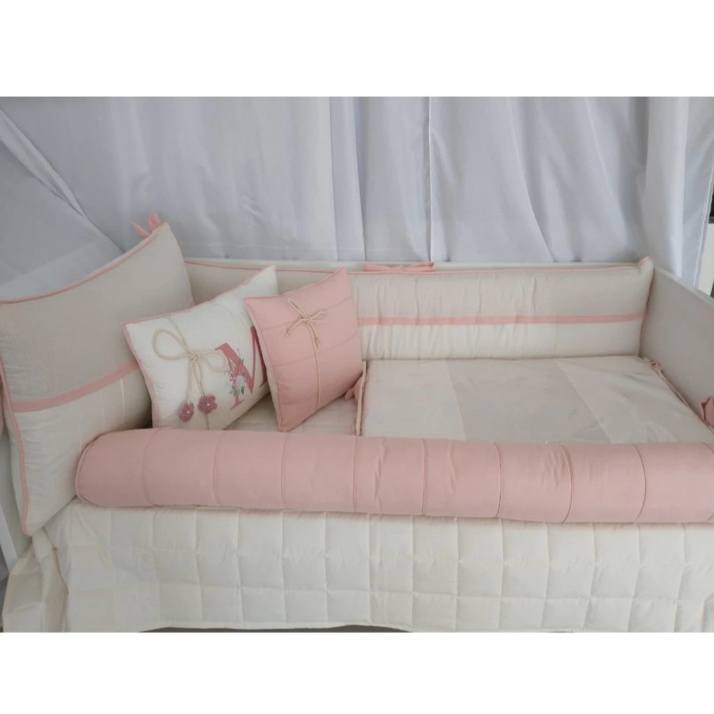 Kit Berço Americano Menina Bita Rose Blush 11 Peças Algodão