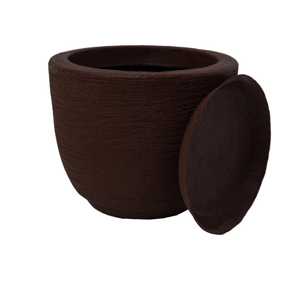 Vaso polietileno para plantas bojo escovado P com prato