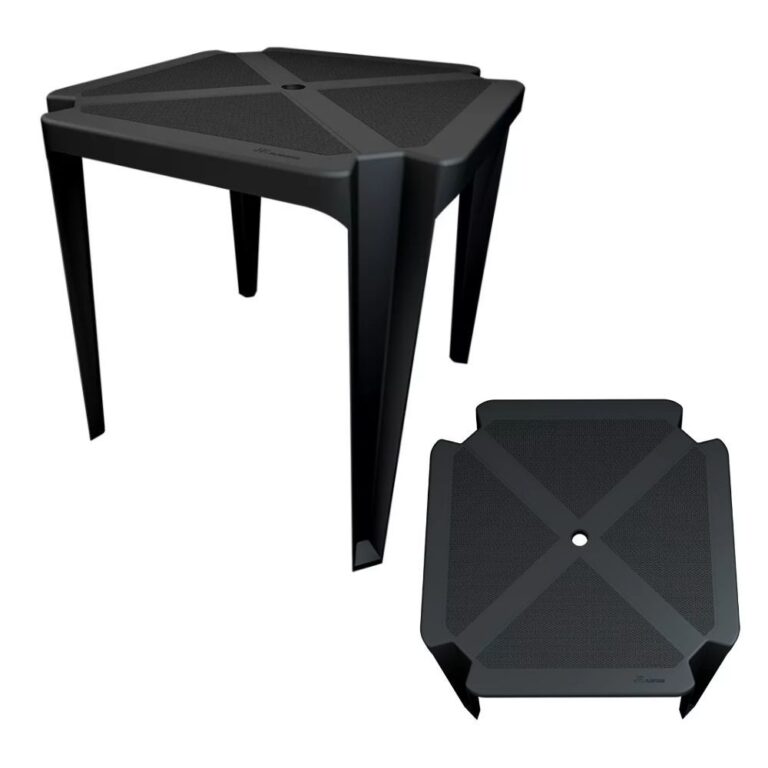 Mesa Monobloco Preta Quadrada Plastico Reforçado 