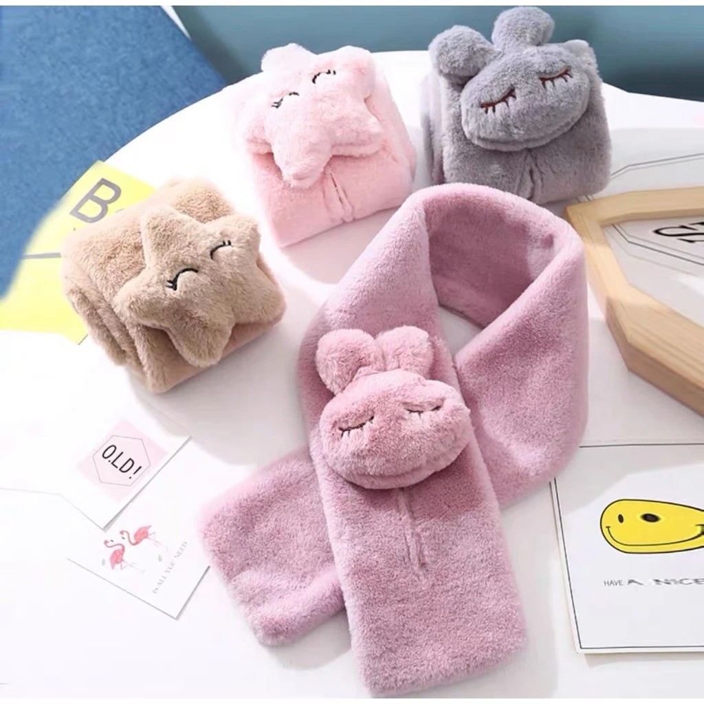 Cachecol Infantil Bebe Inverno Pelúcia Bichinhos Macio Quentinho Fofo Gravata Prendedor Pescoço Cria