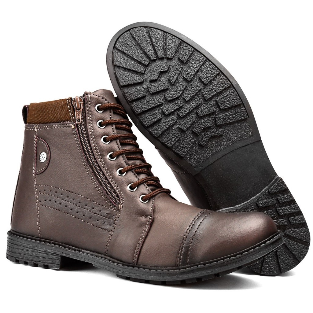 Bota Masculina Coturno Confortavél Com Zíper