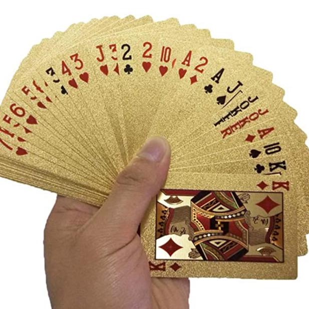 KIT 2 Baralho Conjunto Cartão de Jogo Dourado 24k