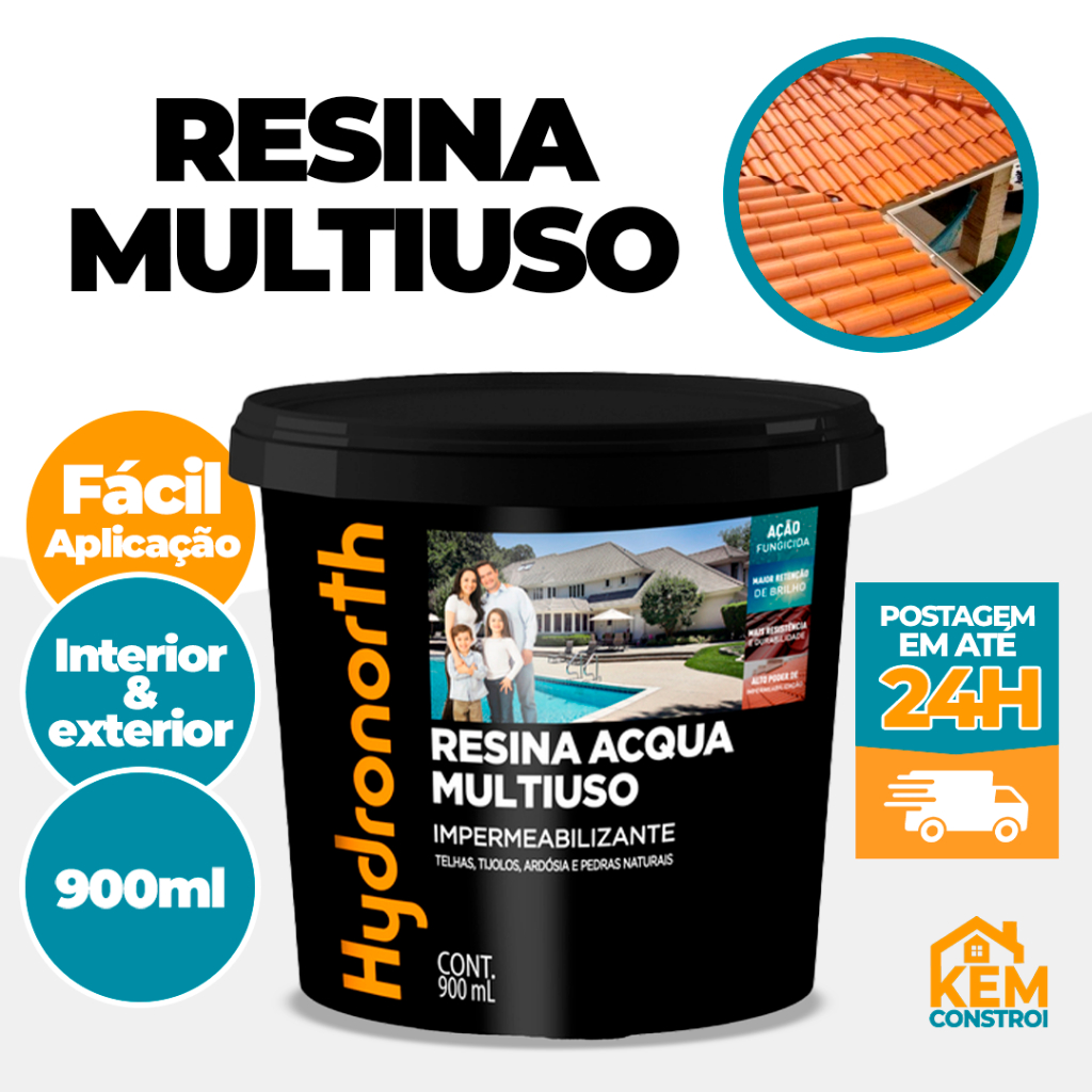 Resina Acrilica a Base Dágua Multiuso Acqua Balde 900 ML Varias Cores Hydronorth
