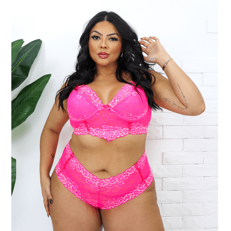 Conjunto Lingerie Plus com Alça Reforçada Croped