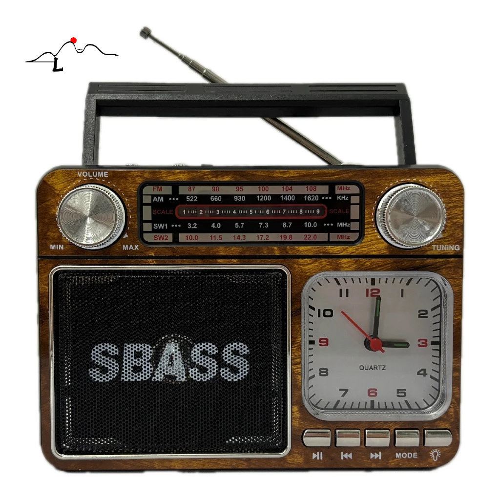 caixinha de som rádio relógio retro bluetooth vintage fm am sw usb portátil AD-135