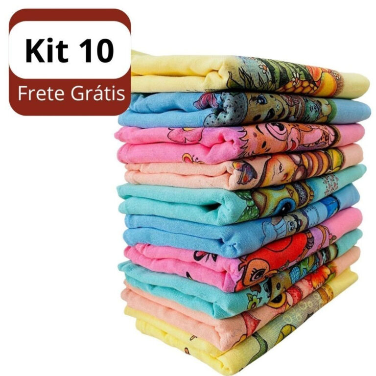 Pano De Prato Estampado Colorido Com 10 Peças 100
