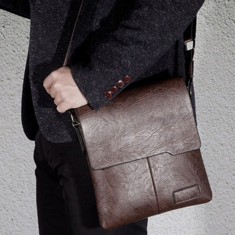Bolsa de ombro masculina em couro compacta elegant