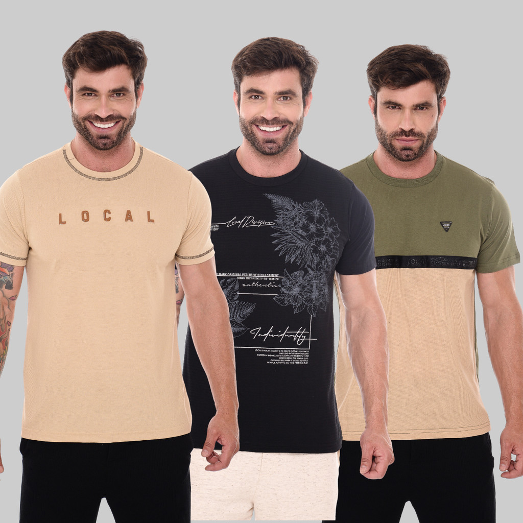 Kit 3 Camisetas Adulto Masculina