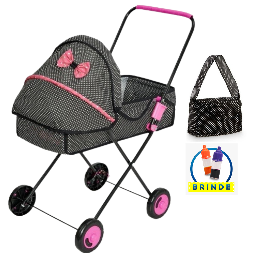 Carrinho De Boneca Bebê Reborn Xikitinha C/ Bolsa e Mamadeira size