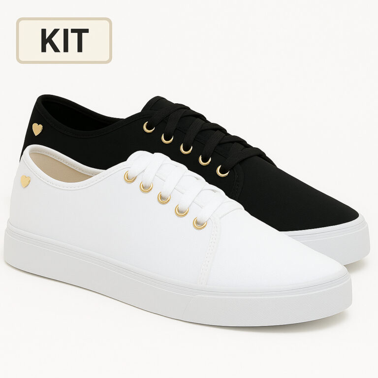 Kit 2 Tênis Feminino Pingente Coração Casual Co