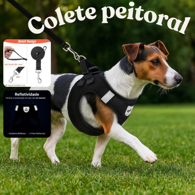 Coleira Peitoral Ajustável com Guia para Cães Ga