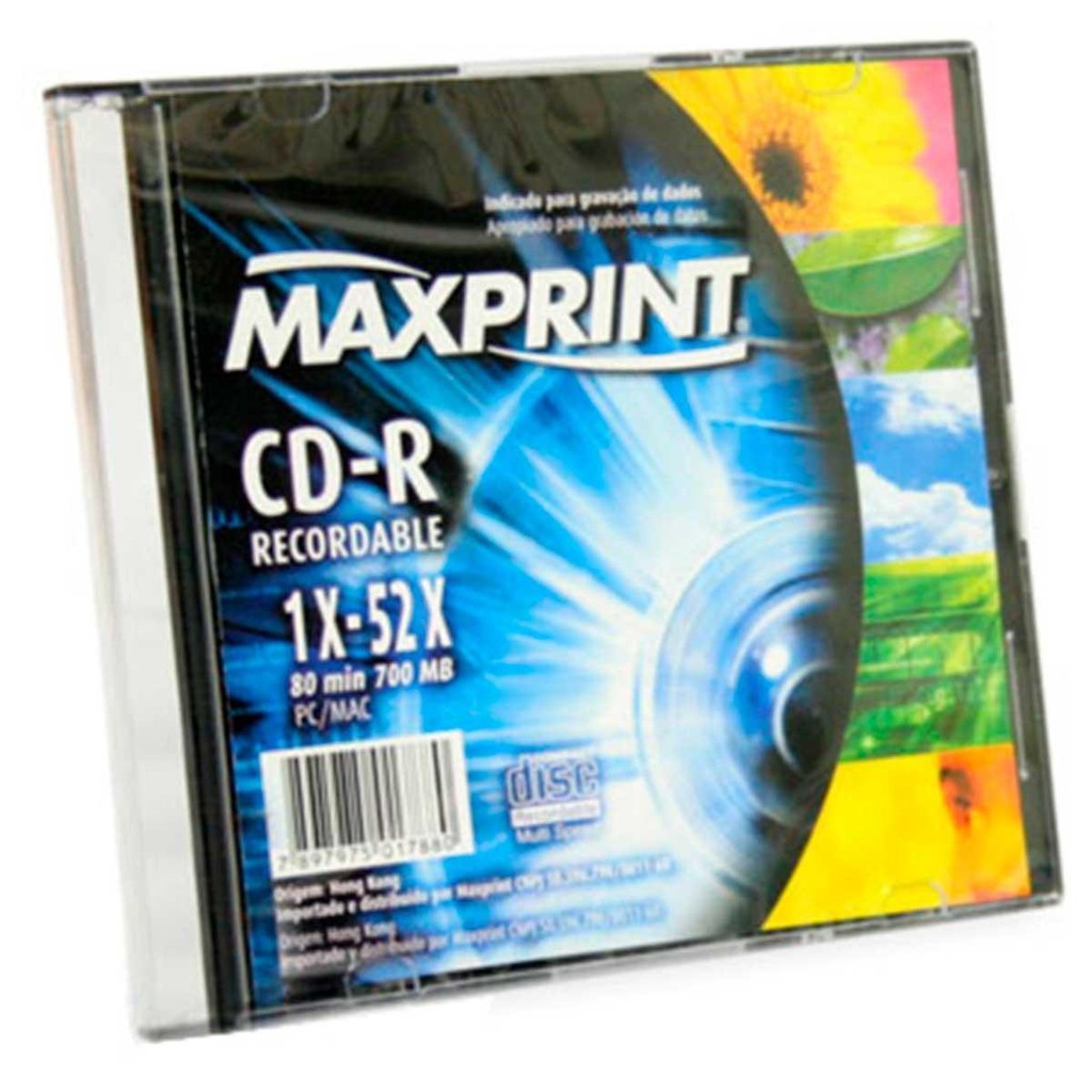 CD-R 700MB 52x – Box Slim – Unidade – Maxprint 501576
