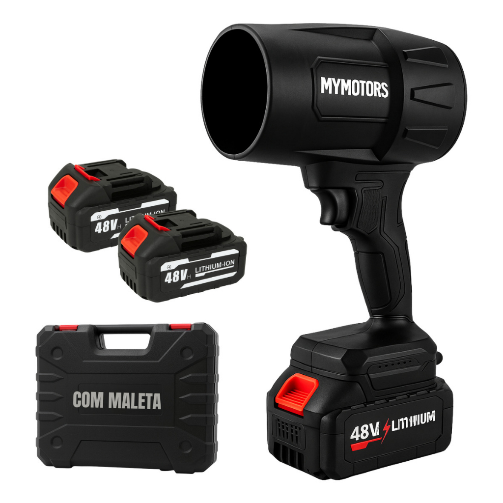 Soprador de Ar Turbo Portátil Mymotors | Remove Folhas e Pó | 2 Baterias Recarregáveis