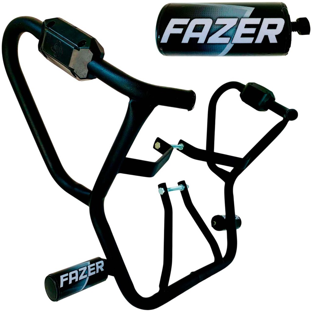 Fazer 250 Modelo 2025 Protetor Carenagem Motor Tanque Preto Fz25 Mata Cachorro com PedalSliderMoto