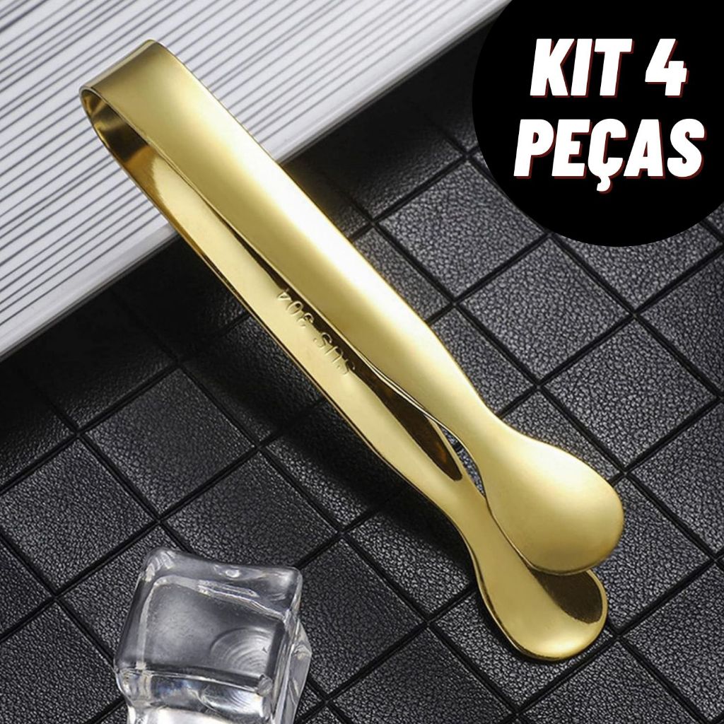 Kit Pegador de Gelo Pinças Multifuncionais para Bar Frios Drinks Petiscos