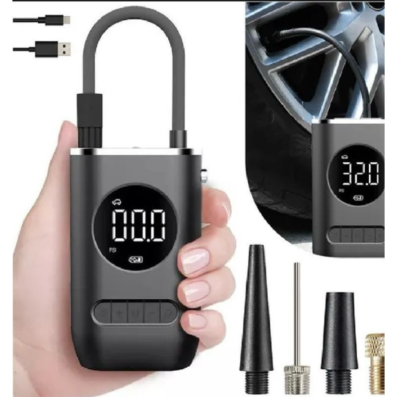 Compressor De Ar Elétrico Portátil Digital Ncher Pneu Carro Moto Bike Bicicleta Bola Piscina Infláve